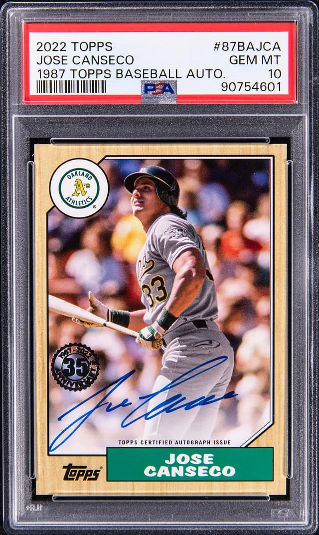2022 Topps Jose Canseco 1987 Topps Baseball Autograph #87BAJCA card image