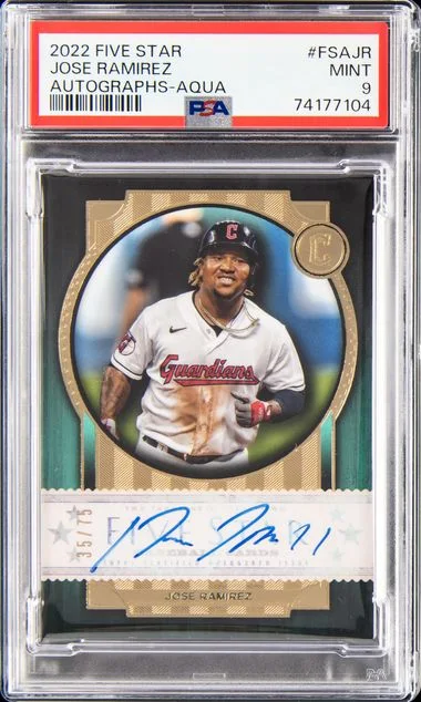 2022 Topps Jose Ramirez Five Star Autographs Aqua #FSA-JR card image