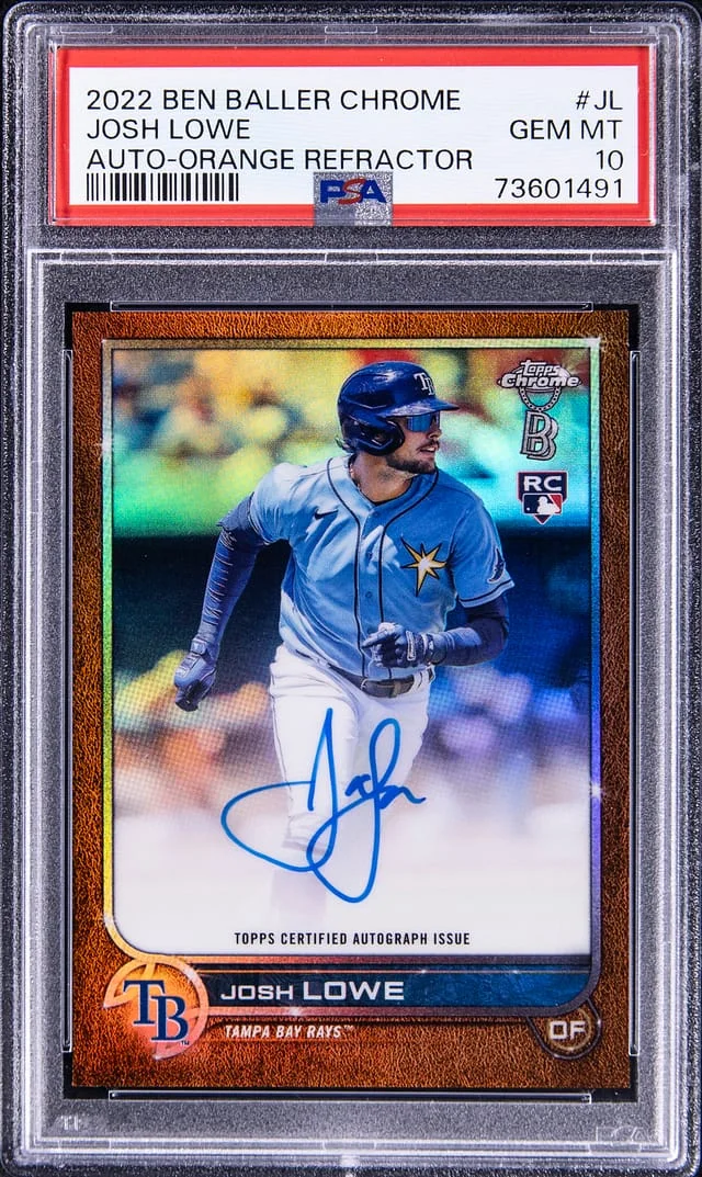2022 Topps Josh Lowe Ben Baller Chrome Autograph Orange Refractor #JL card image