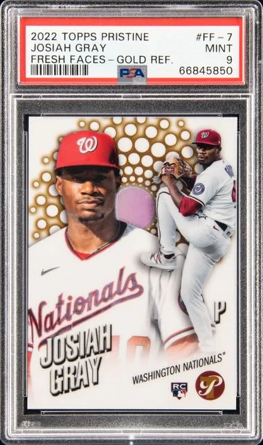 2022 Topps Josiah Gray Pristine Fresh Faces Gold Refractor #Ff-7 card image