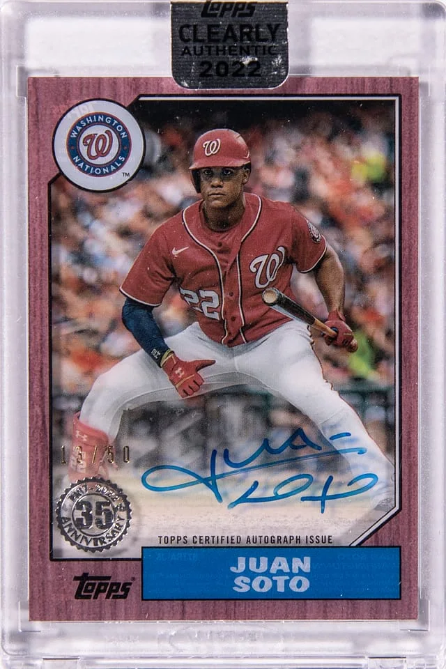 2022 Topps Juan Soto Clearly Authentic '87 Topps Autographs Pink #87TBA-JS card image