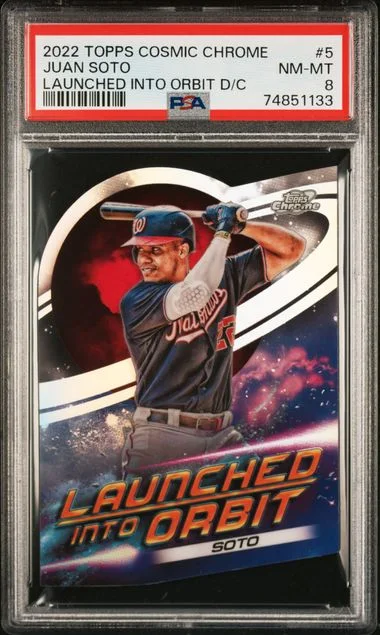 2022 Topps Juan Soto Cosmic Chrome Launched Into Orbit Die-Cut #LIO-5 card image