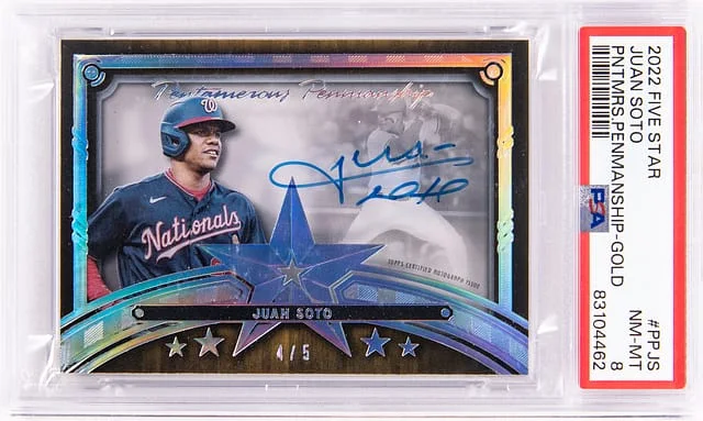 2022 Topps Juan Soto Five Star Pentamerous Penmanship Gold #PP-JS card image