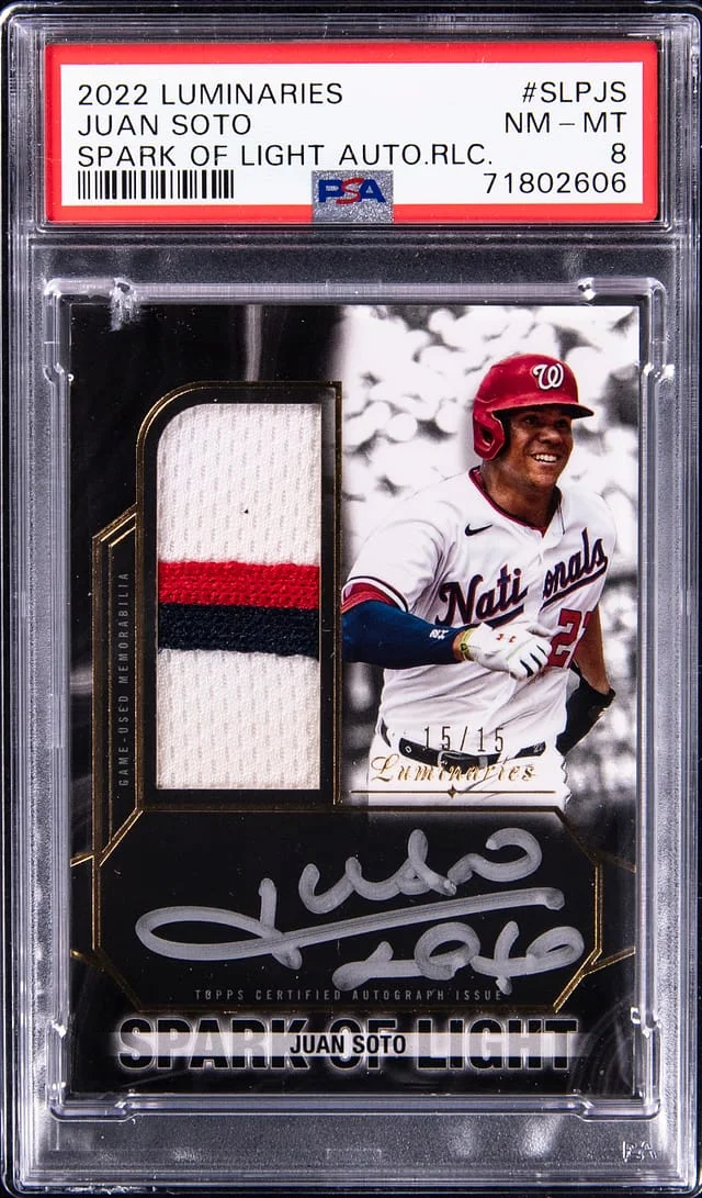 2022 Topps Juan Soto Luminaries Spark of Light Autograph Relic #SLPJS card image