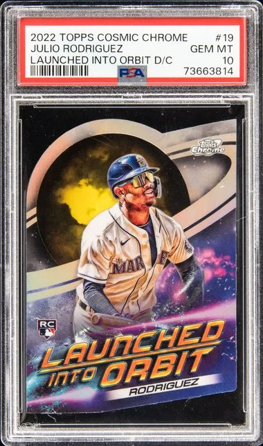 2022 Topps Julio Rodriguez Cosmic Chrome Launched Into Orbit Die-Cut #19 card image