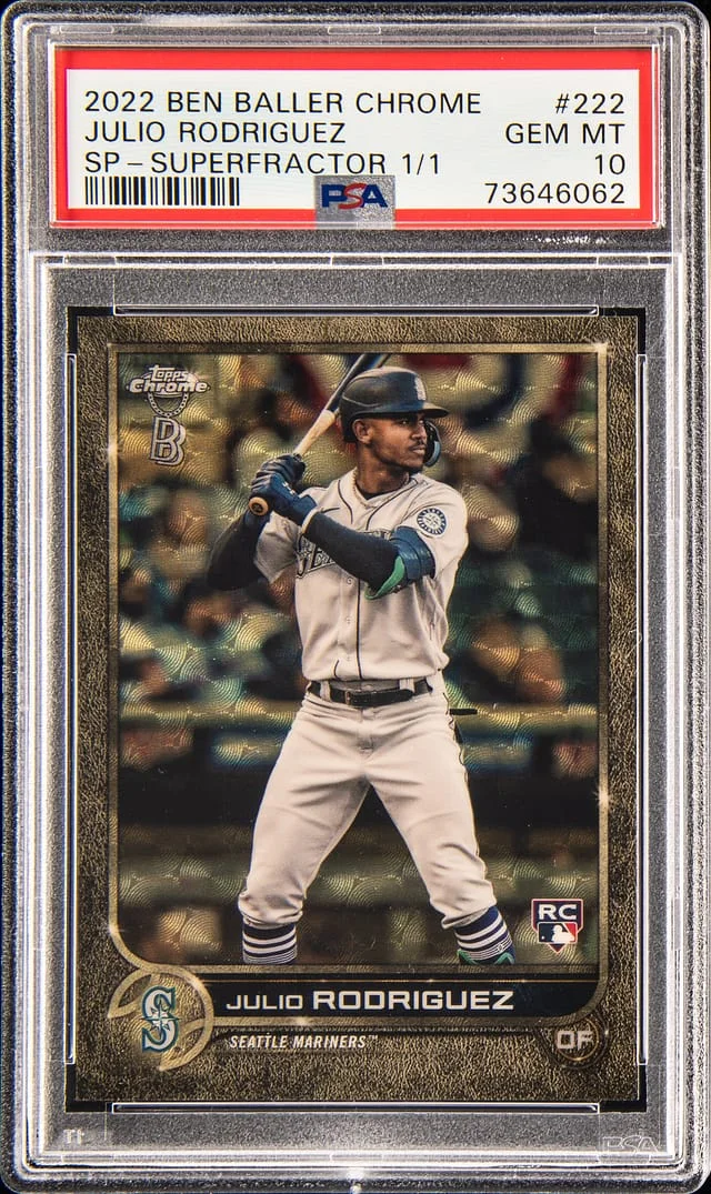 2022 Topps Julio Rodriguez Ben Baller Chrome SP SuperFractor #222 card image