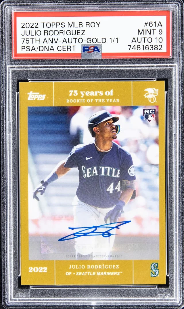 2022 Topps Julio Rodriguez MLB of the Year 75th Anniversary Autographs Gold #61-A card image