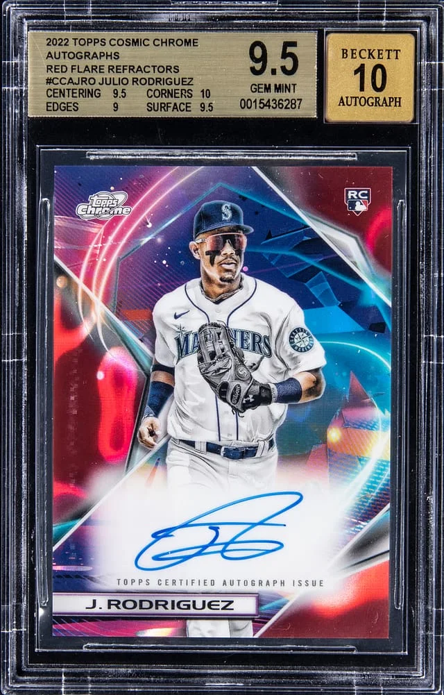 2022 Topps Julio Rodriguez Cosmic Chrome Autographs Variation SuperFractor #CCA-JRO card image