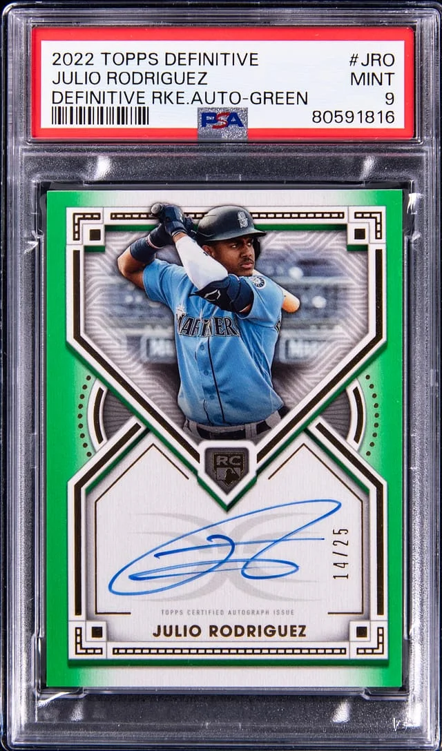 2022 Topps Julio Rodriguez Definitive Collection Definitive Autographs Green #DRA-JRO card image
