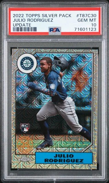 2022 Topps Julio Rodriguez Silver Pack 1987 Chrome Promo Update #T87C-30 card image
