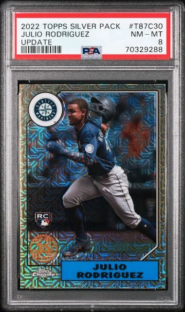 2022 Topps Julio Rodriguez Silver Pack 1987 Chrome Promo Update #T87C30 card image