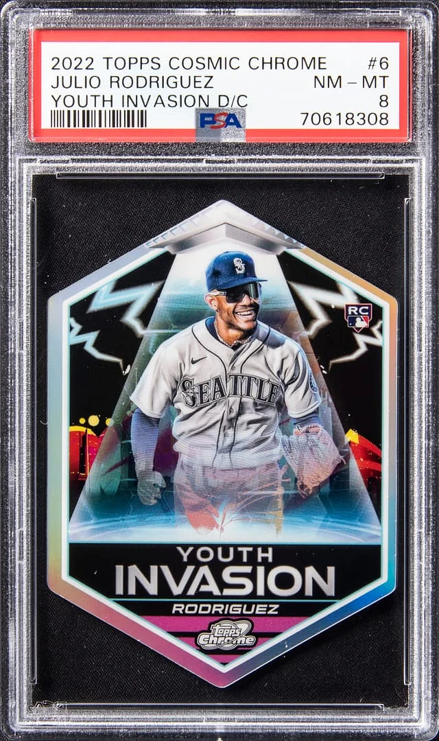 2022 Topps Julio Rodriguez Cosmic Chrome Youth Invasion SuperFractor #YI-6 card image