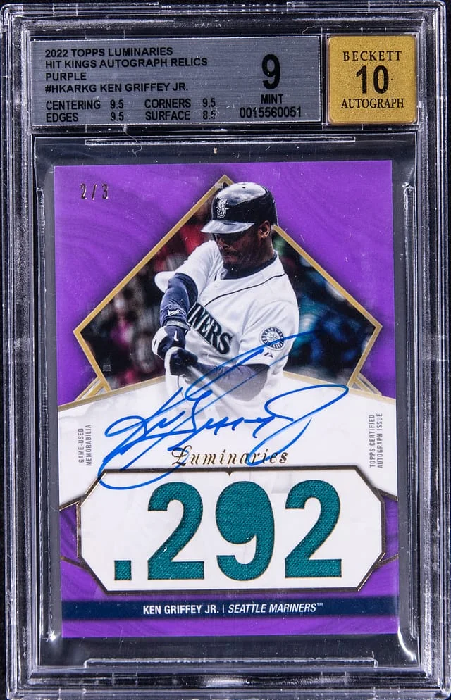 2022 Topps Ken Griffey Jr. Luminaries Hit Kings Autograph Purple #HKARKG card image