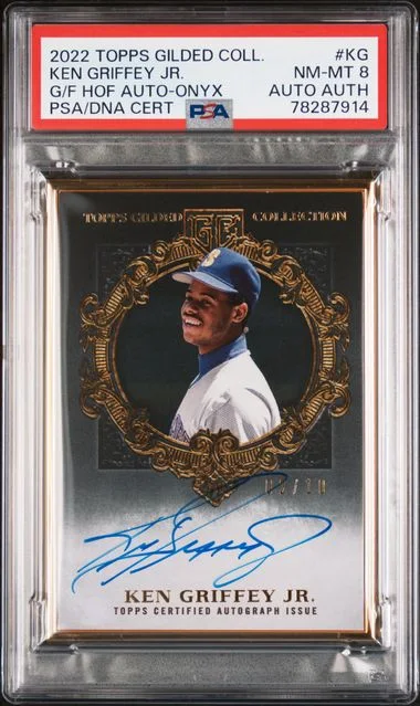 2022 Topps Ken Griffey Jr. Gilded Collection Gold Framed Hall Of Famers Autographs Onyx #KG card image