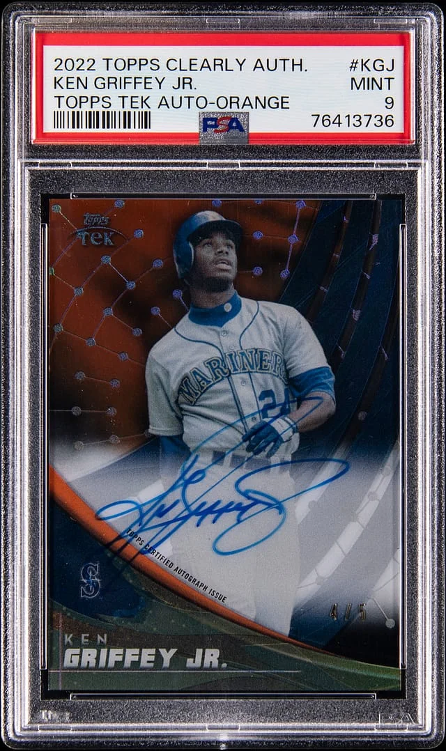 2022 Topps Ken Griffey Jr. Clearly Authentic Topps Tek Autograph Orange #TEK-KGJ card image