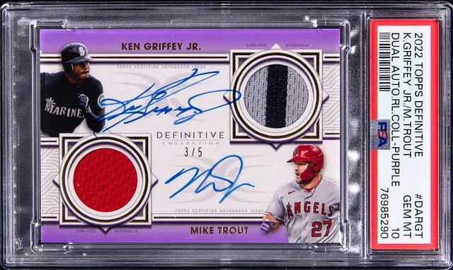 2022 Topps Ken Griffey Jr./Mike Trout Definitive Dual Auto Relic Collection Purple #DAR-GT card image