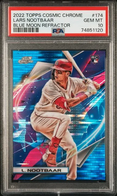2022 Topps Lars Nootbaar Cosmic Chrome Blue Moon Refractor #174 card image