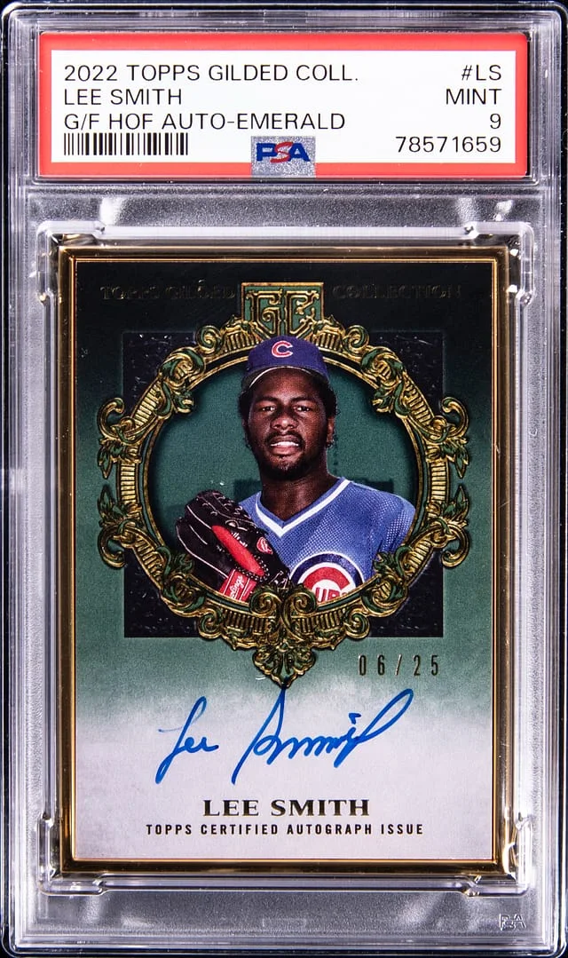 2022 Topps Lee Smith Gilded Collection Gold Frame HOF Autograph Emerald #LS card image