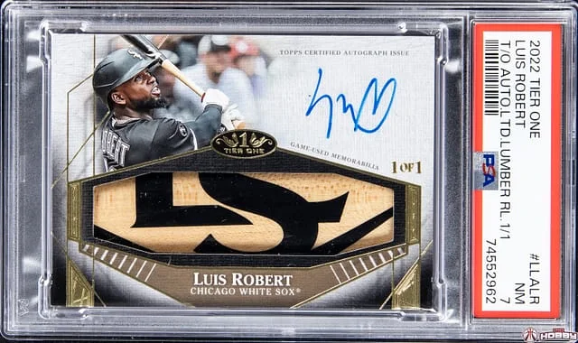 2022 Topps Luis Robert Tier One Limited Lumber Autograph Relic #LLA-LR card image