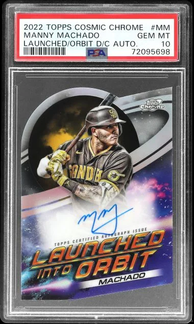 2022 Topps Manny Machado Cosmic Chrome Launched Into Orbit Die-Cut Autographs #MM card image