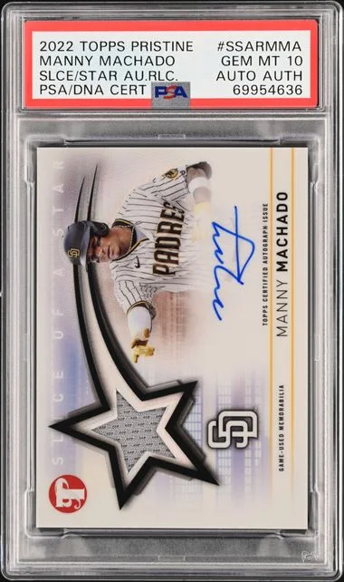 2022 Topps Manny Machado Pristine Slice Of A Star Autograph Relics #SSAR-MMA card image