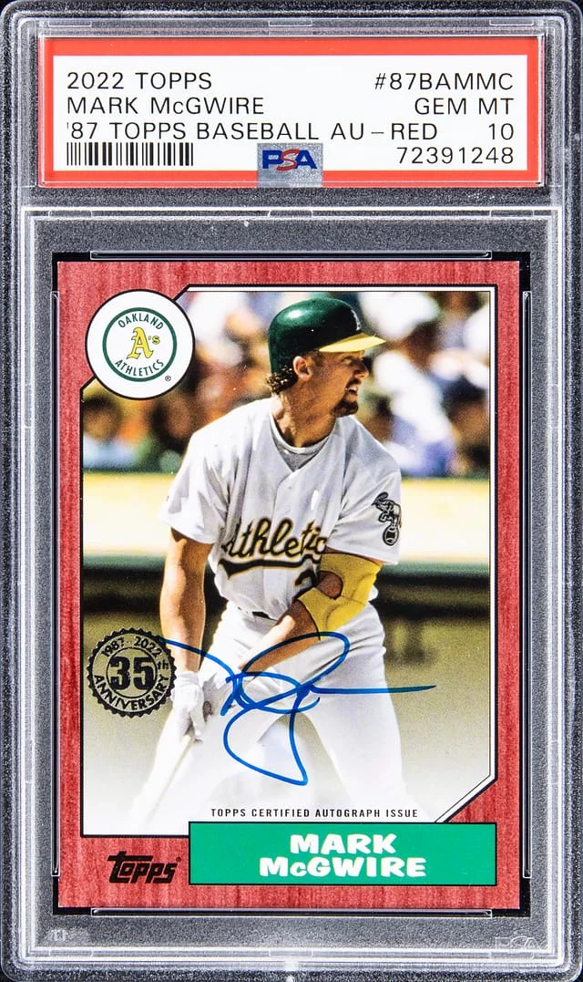 2022 Topps Mark McGwire 87 Topps Baseball Autograph Red #87BA-MMC card image