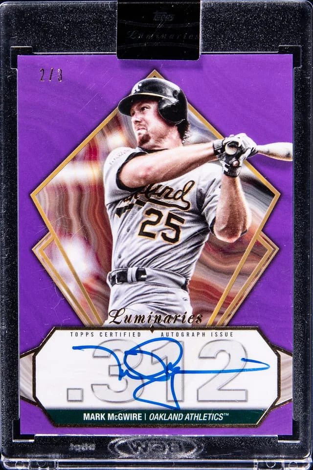 2022 Topps Mark McGwire Luminaries Hit Kings Autographs Purple #HK-MM card image