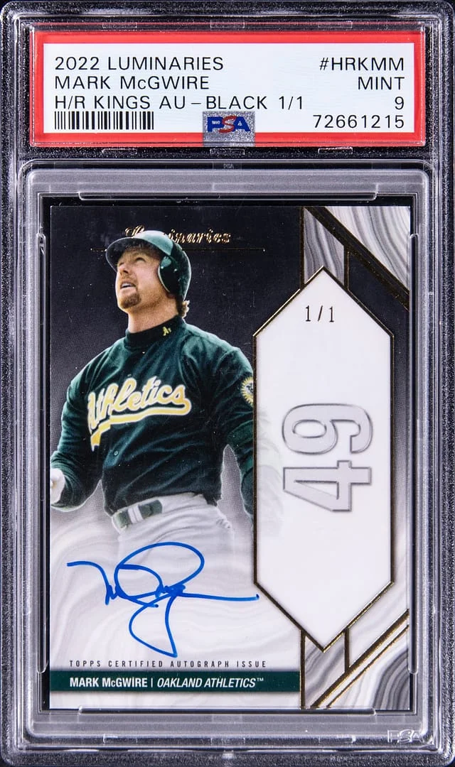 2022 Topps Mark McGwire Luminaries Home Run Kings Autograph Black #HRK-MM card image