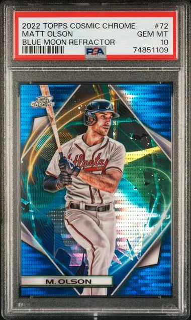 2022 Topps Matt Olson Cosmic Chrome Blue Moon Refractor #72 card image