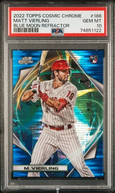 2022 Topps Matt Vierling Cosmic Chrome Blue Moon Refractor #186 card image
