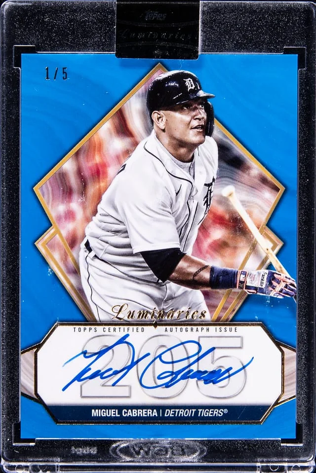 2022 Topps Miguel Cabrera Luminaries Hit Kings Autographs Blue #HRK-MCA card image