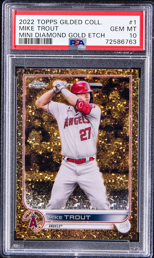 2022 Topps Mike Trout Gilded Collection Mini Diamond Gold Etch #1 card image