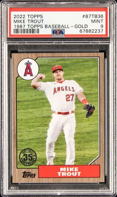 2022 Topps Mike Trout 1987 Topps Baseball Gold #87TB36 card image