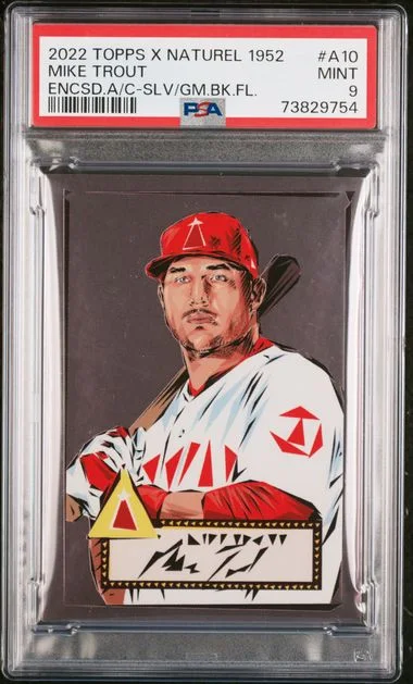 2022 Topps Mike Trout X Naturel 1952 Encased Art Cards Silver/Gum Back Foil #A-10 card image