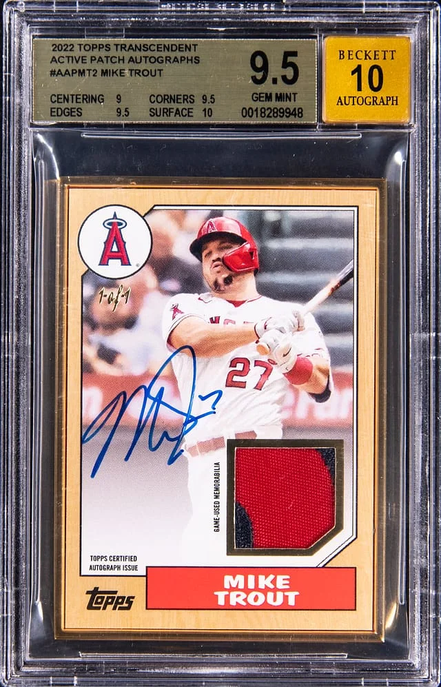 2022 Topps Mike Trout Transcendent Active Patch Autographs #AAPMT2 card image