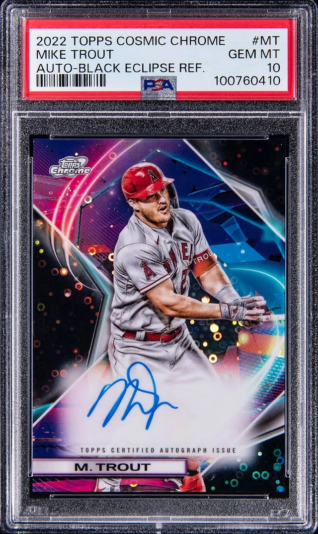 2022 Topps Mike Trout Cosmic Chrome Autograph Black Eclipse Refractor #CCA-MT card image