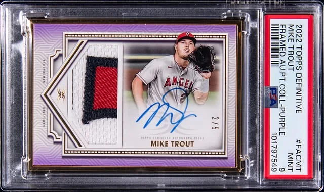 2022 Topps Mike Trout Definitive Framed Autograph Patch Collection Purple #FAC-MT card image