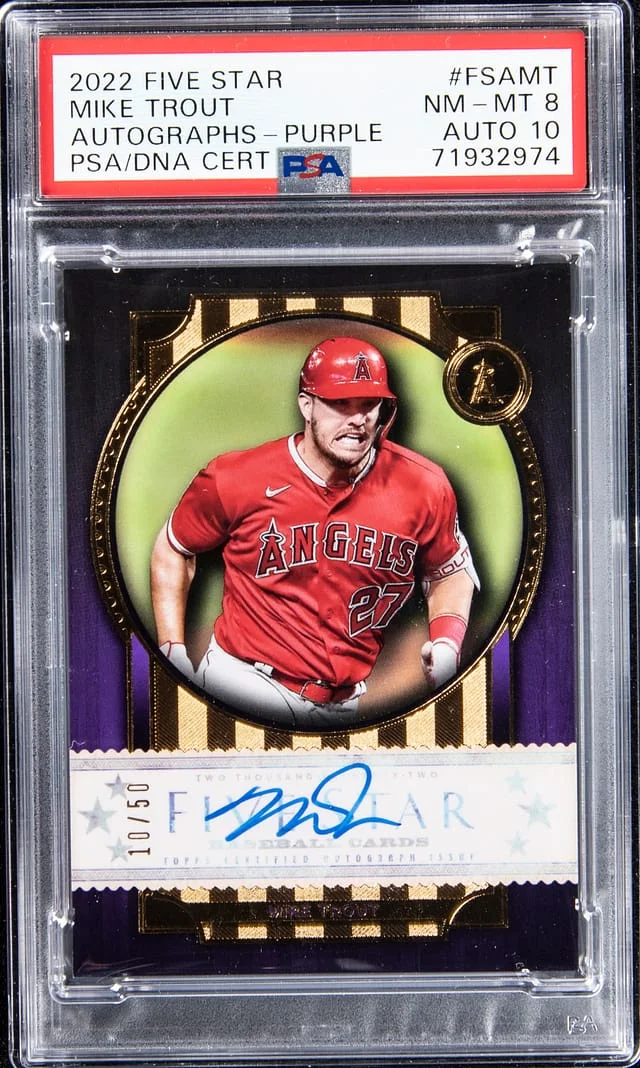 2022 Topps Mike Trout Five Star Autographs Purple #FSA-MT card image