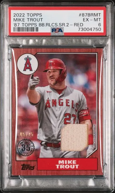 2022 Topps Mike Trout Game-Used 1987 Topps Baseball Relics Series 2 Red #87BR-MT card image