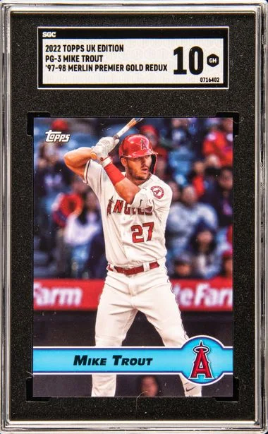 2022 Topps Mike Trout UK Edition 1997-98 Merlin's Premier Gold Redux #PG-3 card image
