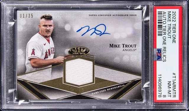 2022 Topps Mike Trout Tier One Autograph Tier One Relics #T1AR-MTR card image