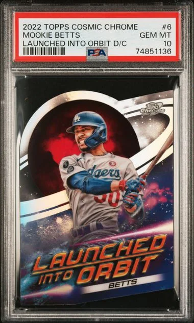 2022 Topps Mookie Betts Cosmic Chrome Launched Into Orbit Die-Cut #LOI-6 card image