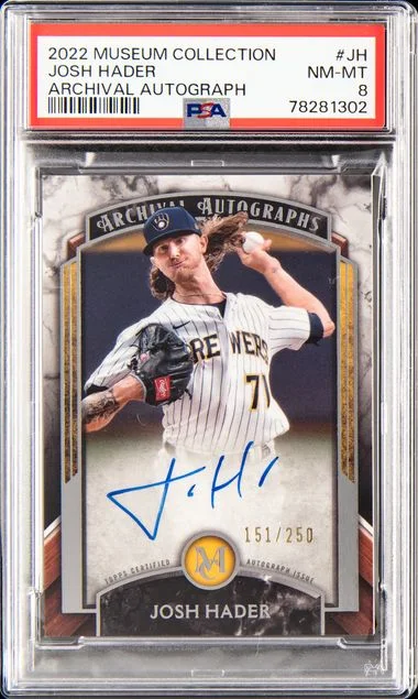 2022 Topps Museum Collection Archival Autographs Jh Josh Hader #no-number card image