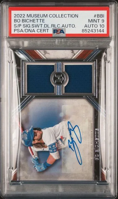 2022 Topps Museum Collection Bo Bichette Single-Player Signature Swatches Dual Relic Autographs #BBI card image