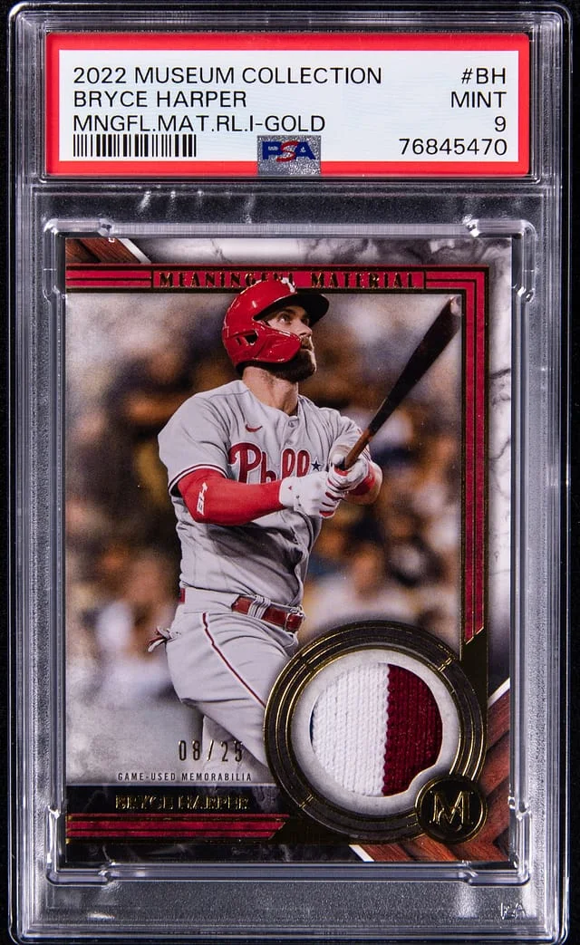 2022 Topps Museum Collection Bryce Harper Meaningful Materials Relic Gold #BH card image