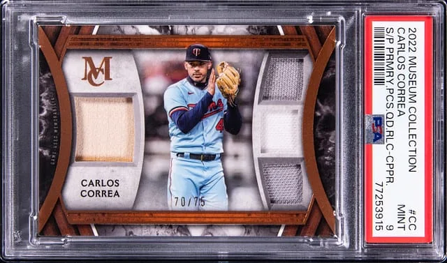 2022 Topps Museum Collection Carlos Correa Primary Pieces Quad Relics Copper #CC card image