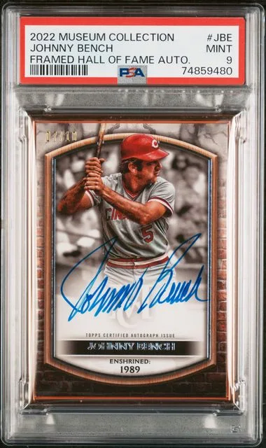 2022 Topps Museum Collection Framed Hall Of Fame Autographs Jbe Johnny Bench #no-number card image