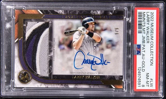 2022 Topps Museum Collection Larry Walker Moments Jumbo Patch Autograph Gold #MJPA-LW card image