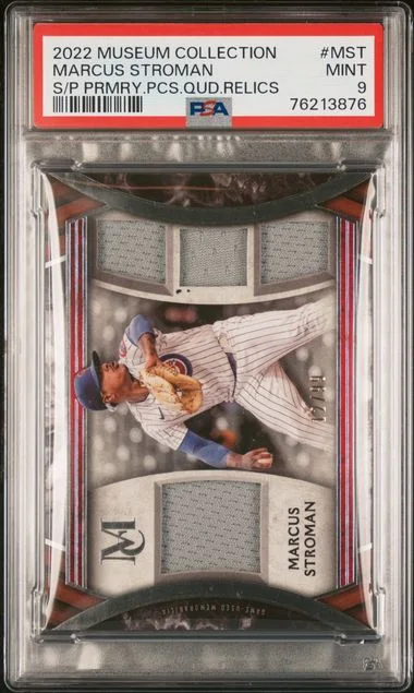 2022 Topps Museum Collection Marcus Stroman Single-Player Primary Pieces Quad Relics #MST card image