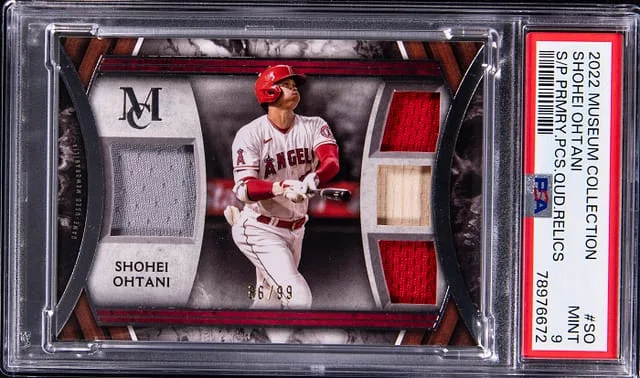 2022 Topps Museum Collection Shohei Ohtani Single Player Primary Pieces Quad Relics #SPPPQR-SO card image